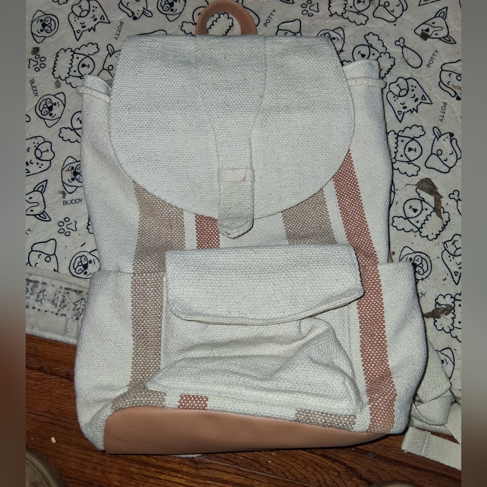 Universal Thread Cream And Brown Backpack - image 1